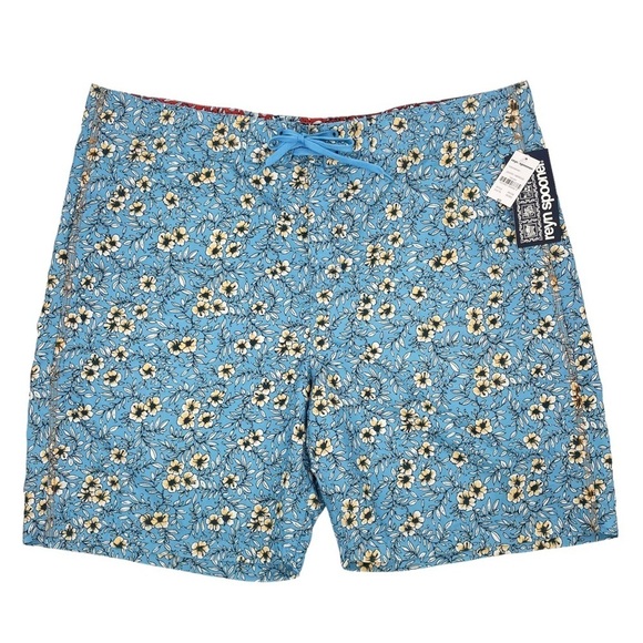 NWT Reyn Spooner 40 Board Shorts Country Hibiscus Floral Pattern Blue - Picture 1 of 5